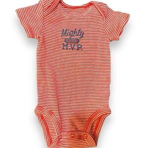 Mighty Cute MVP Carters Striped Bodysuit Baby Boy 3 Months Red Top Graphic Print